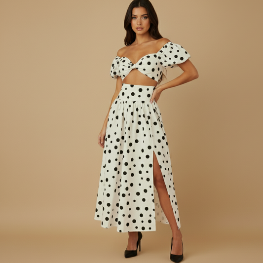 Ribbon Bow Polka Dots Two Piece Sets